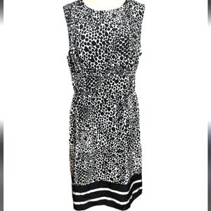 CYNTHIA ROWLEY Silk dress black white print. 8